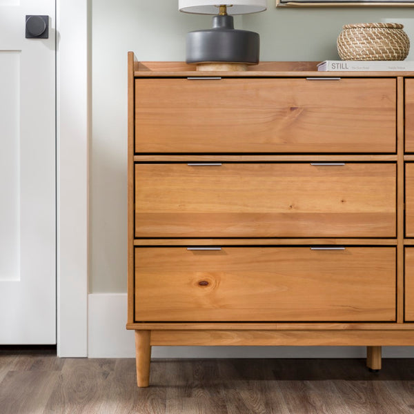 Walker Edison Lee Mid-century Modern/ 55.1" Solid Wood 6-Drawer Chest with Gallery LEEBDCA