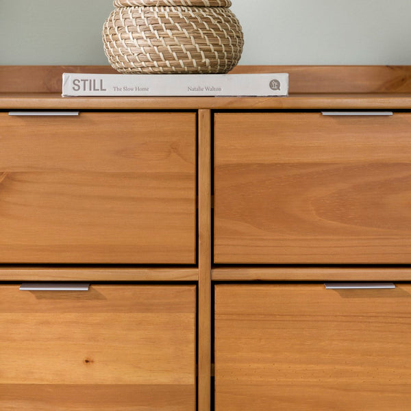 Walker Edison Lee Mid-century Modern/ 55.1" Solid Wood 6-Drawer Chest with Gallery LEEBDCA