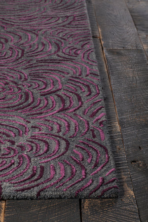 Chandra Rugs Leia 100% Wool Hand-Tufted Contemporay Rug Plum/Grey 7'9 x 10'6