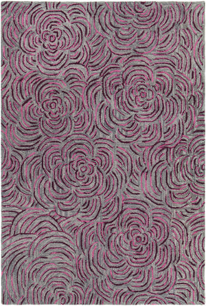 Chandra Rugs Leia 100% Wool Hand-Tufted Contemporay Rug Plum/Grey 7'9 x 10'6