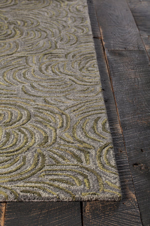 Chandra Rugs Leia 100% Wool Hand-Tufted Contemporay Rug Green/Grey 7'9 x 10'6