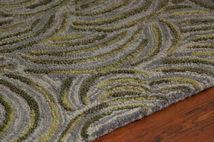 Chandra Rugs Leia 100% Wool Hand-Tufted Contemporay Rug Green/Grey 7'9 x 10'6