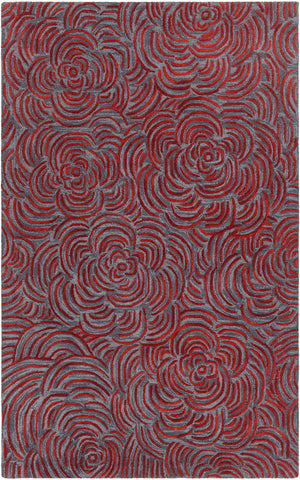 Chandra Rugs Leia 100% Wool Hand-Tufted Contemporay Rug Red/Grey 7'9 x 10'6