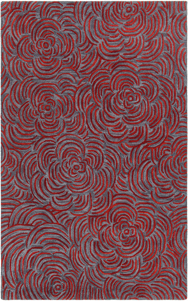 Chandra Rugs Leia 100% Wool Hand-Tufted Contemporay Rug Red/Grey 7'9 x 10'6