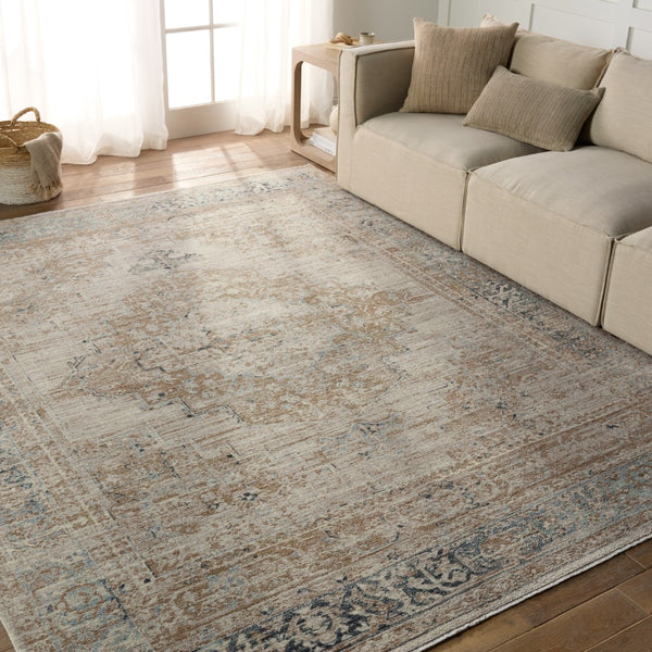 Jaipur Living Leila Emory Vibe LEI04 Power Loomed 100% Polyester Medallion Area Rug Taupe 100% Polyester RUG155509