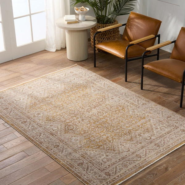 Jaipur Living Leila Harriet Vibe LEI06 Power Loomed 100% Polyester Medallion Area Rug Gold 100% Polyester RUG155511