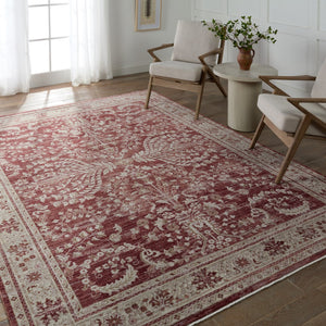 Jaipur Living Leila Katarina Vibe LEI07 Power Loomed 100% Polyester Floral Area Rug Red 100% Polyester RUG155512