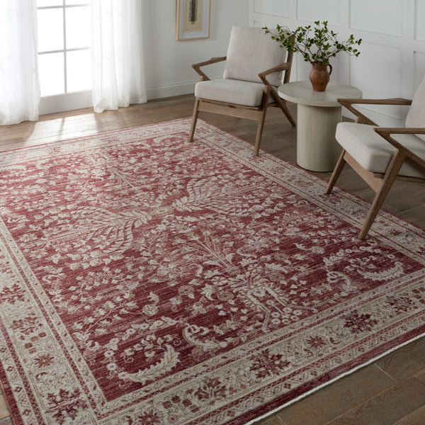 Jaipur Living Leila Katarina Vibe LEI07 Power Loomed 100% Polyester Floral Area Rug Red 100% Polyester RUG155512