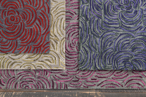 Chandra Rugs Leia 100% Wool Hand-Tufted Contemporay Rug Red/Grey 7'9 x 10'6