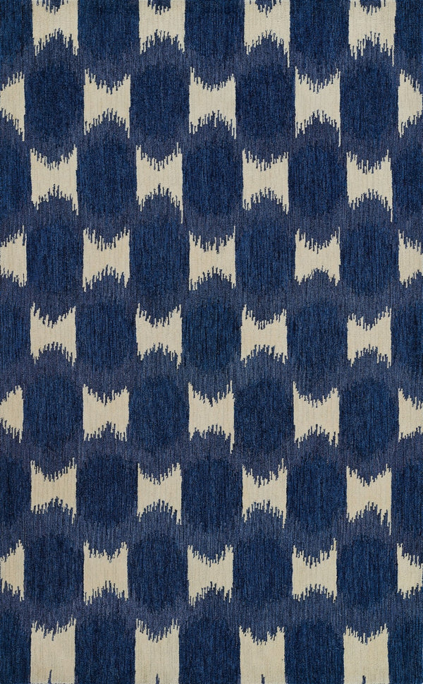 Momeni Leiden LEI-1 Hand Tufted Transitional Ikat Indoor Area Rug Navy 9' x 12' LEIDELEI-1NVY90C0
