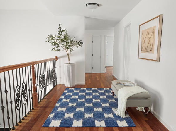 Momeni Leiden LEI-1 Hand Tufted Transitional Ikat Indoor Area Rug Navy 9' x 12' LEIDELEI-1NVY90C0
