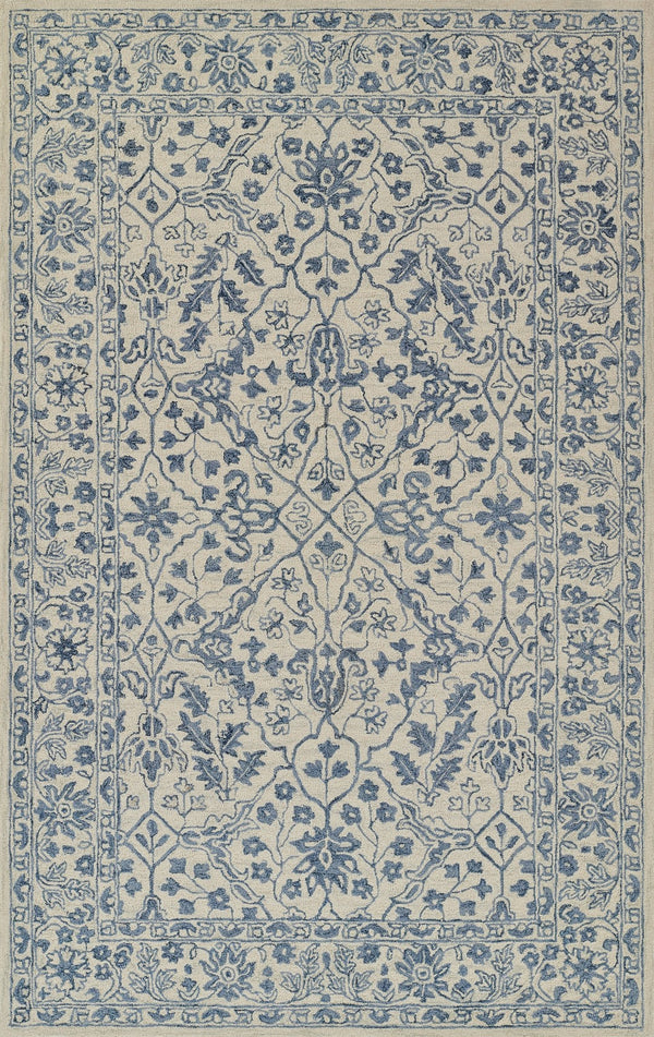 Momeni Leiden LEI-5 Hand Tufted Transitional Floral Indoor Area Rug Ivory 9' x 12' LEIDELEI-5IVY90C0