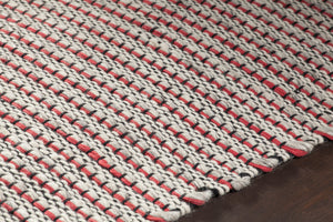 Chandra Rugs Lena 60% Wool + 40% Cotton Hand Woven Contemporary Rug Red/White/Grey/Black 7'9 x 10'6
