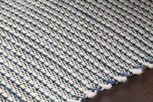 Chandra Rugs Lena 60% Wool + 40% Cotton Hand Woven Contemporary Rug Blue/White/Grey/Black 7'9 x 10'6