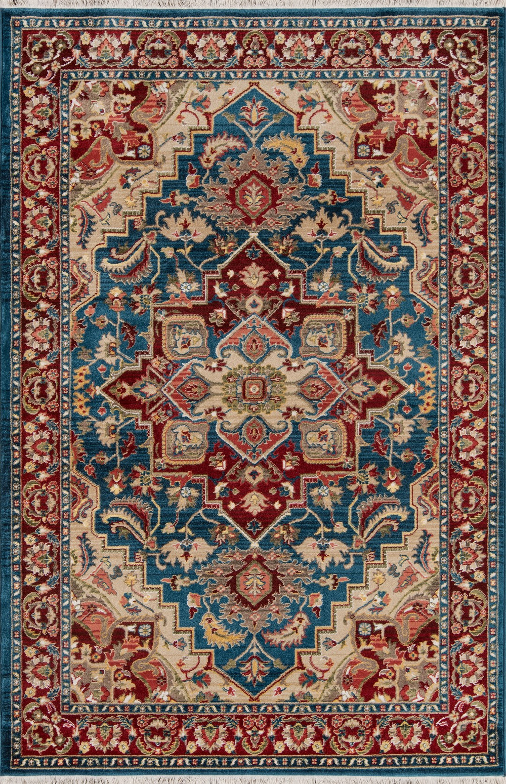 Momeni Lenox LE-01 Machine Made Traditional Medallion Indoor Area Rug Blue 9'6" x 12'6" LENOXLE-01BLU96C6