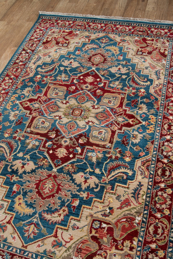 Momeni Lenox LE-01 Machine Made Traditional Medallion Indoor Area Rug Blue 9'6" x 12'6" LENOXLE-01BLU96C6