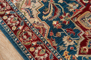 Momeni Lenox LE-01 Machine Made Traditional Medallion Indoor Area Rug Blue 9'6" x 12'6" LENOXLE-01BLU96C6