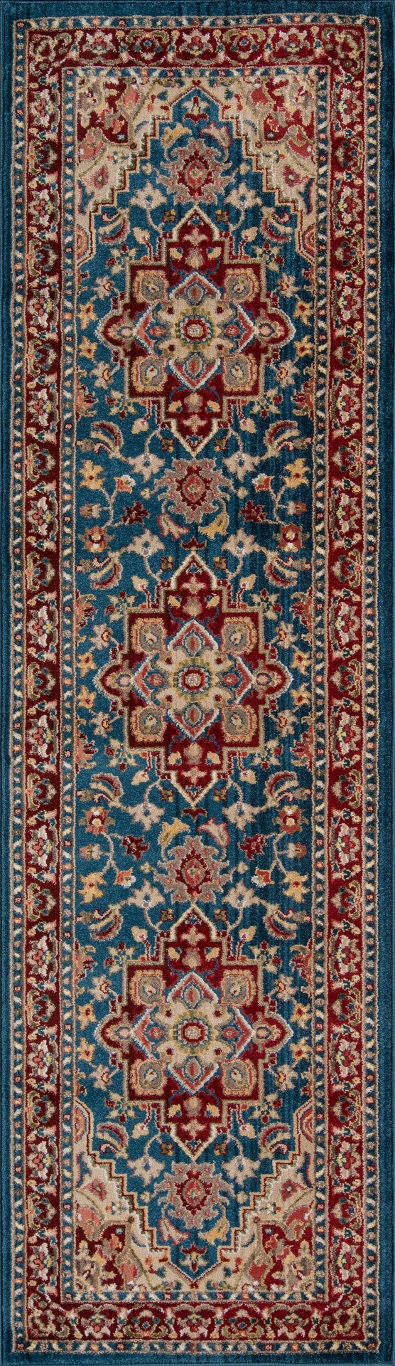Momeni Lenox LE-01 Machine Made Traditional Medallion Indoor Area Rug Blue 9'6" x 12'6" LENOXLE-01BLU96C6