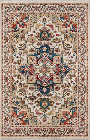 Momeni Lenox LE-01 Machine Made Traditional Medallion Indoor Area Rug Ivory 9'6" x 12'6" LENOXLE-01IVY96C6