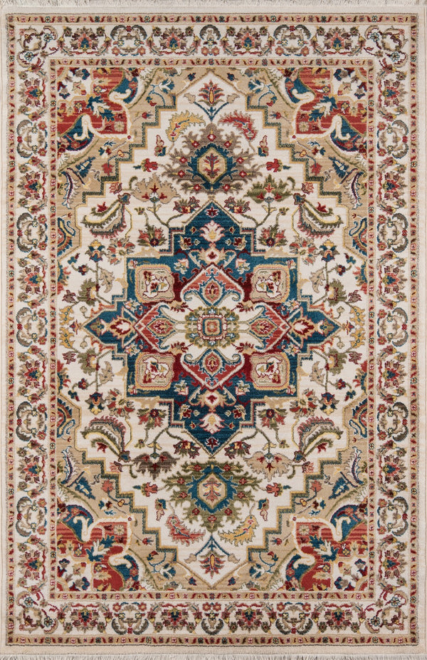 Momeni Lenox LE-01 Machine Made Traditional Medallion Indoor Area Rug Ivory 9'6" x 12'6" LENOXLE-01IVY96C6
