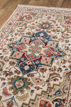 Momeni Lenox LE-01 Machine Made Traditional Medallion Indoor Area Rug Ivory 9'6" x 12'6" LENOXLE-01IVY96C6