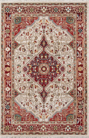 Momeni Lenox LE-02 Machine Made Traditional Medallion Indoor Area Rug Red 9'6" x 12'6" LENOXLE-02RED96C6