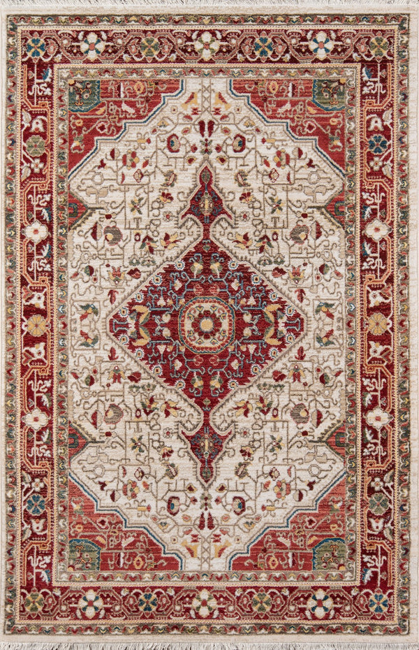 Momeni Lenox LE-02 Machine Made Traditional Medallion Indoor Area Rug Red 9'6" x 12'6" LENOXLE-02RED96C6