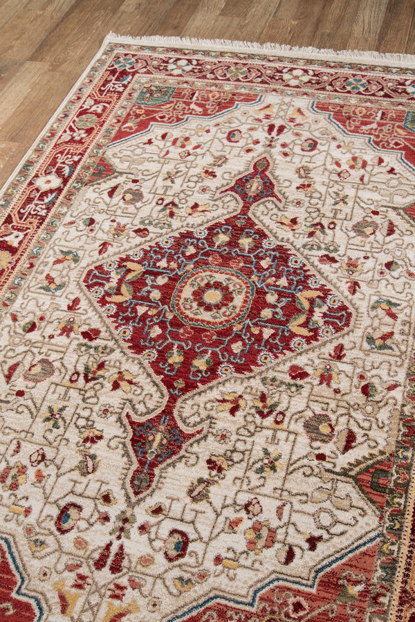 Momeni Lenox LE-02 Machine Made Traditional Medallion Indoor Area Rug Red 9'6" x 12'6" LENOXLE-02RED96C6