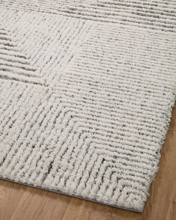 Loloi Rugs Levitt Shag LEV-02 100% Polyester Pile Power Loomed Shags Area Rug Ivory / Grey 200 LEVTLEV-02IVGY93D0