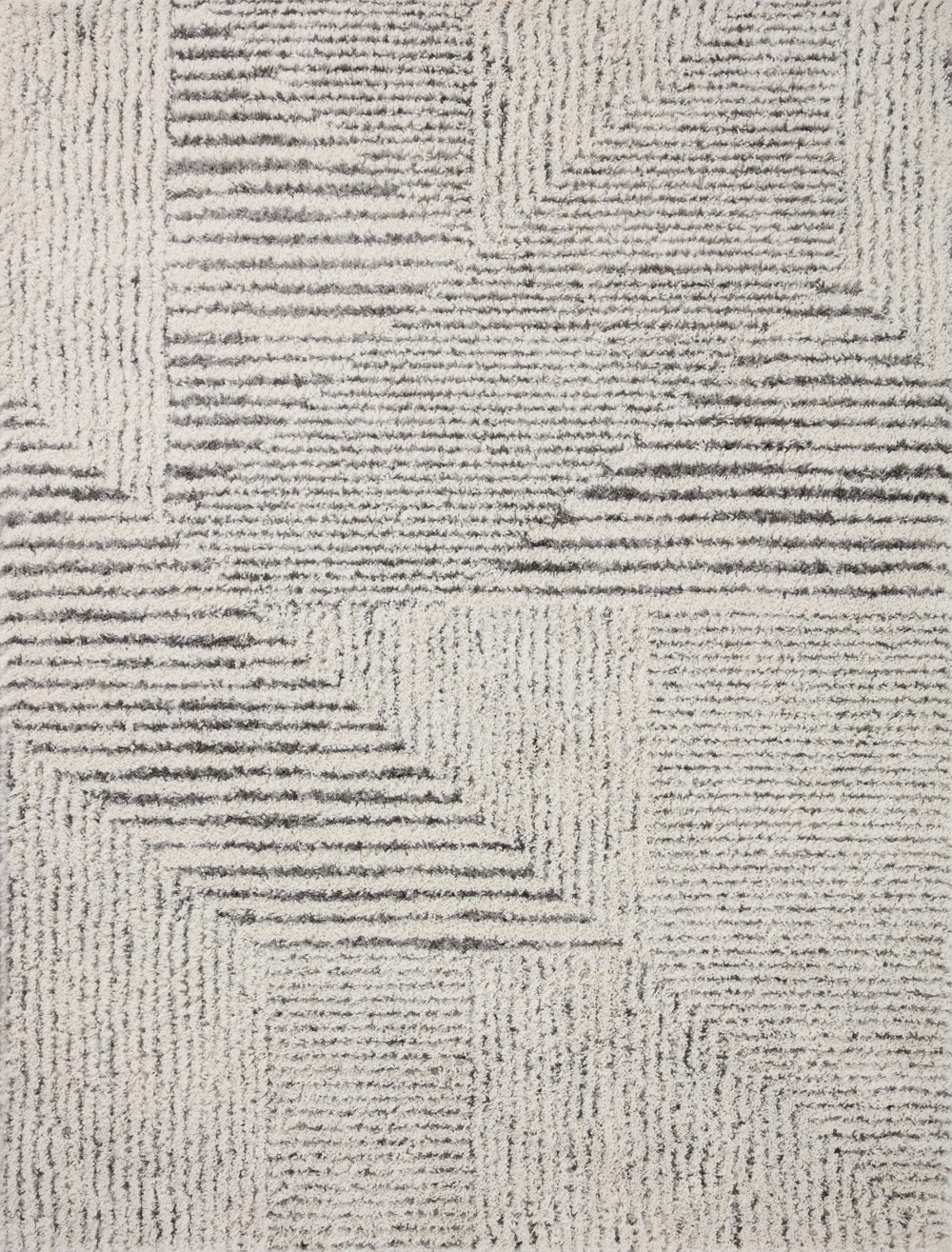 Loloi Rugs Levitt Shag LEV-02 100% Polyester Pile Power Loomed Shags Area Rug Ivory / Grey 200 LEVTLEV-02IVGY93D0
