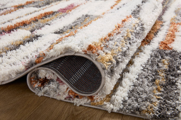 Loloi Rugs Levitt Shag LEV-03 100% Polyester Pile Power Loomed Shags Area Rug Ivory / Sunset 200 LEVTLEV-03IVSS93D0