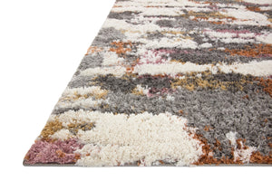 Loloi Rugs Levitt Shag LEV-04 100% Polyester Pile Power Loomed Shags Area Rug Grey / Multi 200 LEVTLEV-04GYML93D0