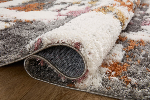 Loloi Rugs Levitt Shag LEV-04 100% Polyester Pile Power Loomed Shags Area Rug Grey / Multi 200 LEVTLEV-04GYML93D0