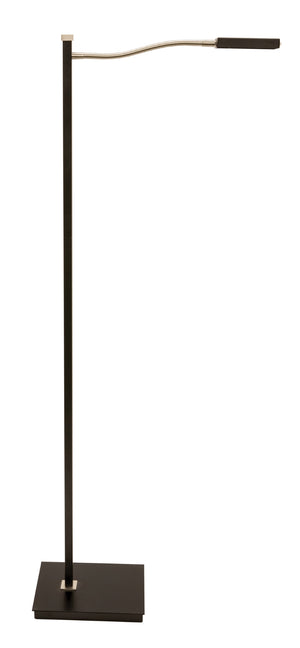 52" Lewis LED Gooseneck Floor Lamp in Black with Satin Nickel