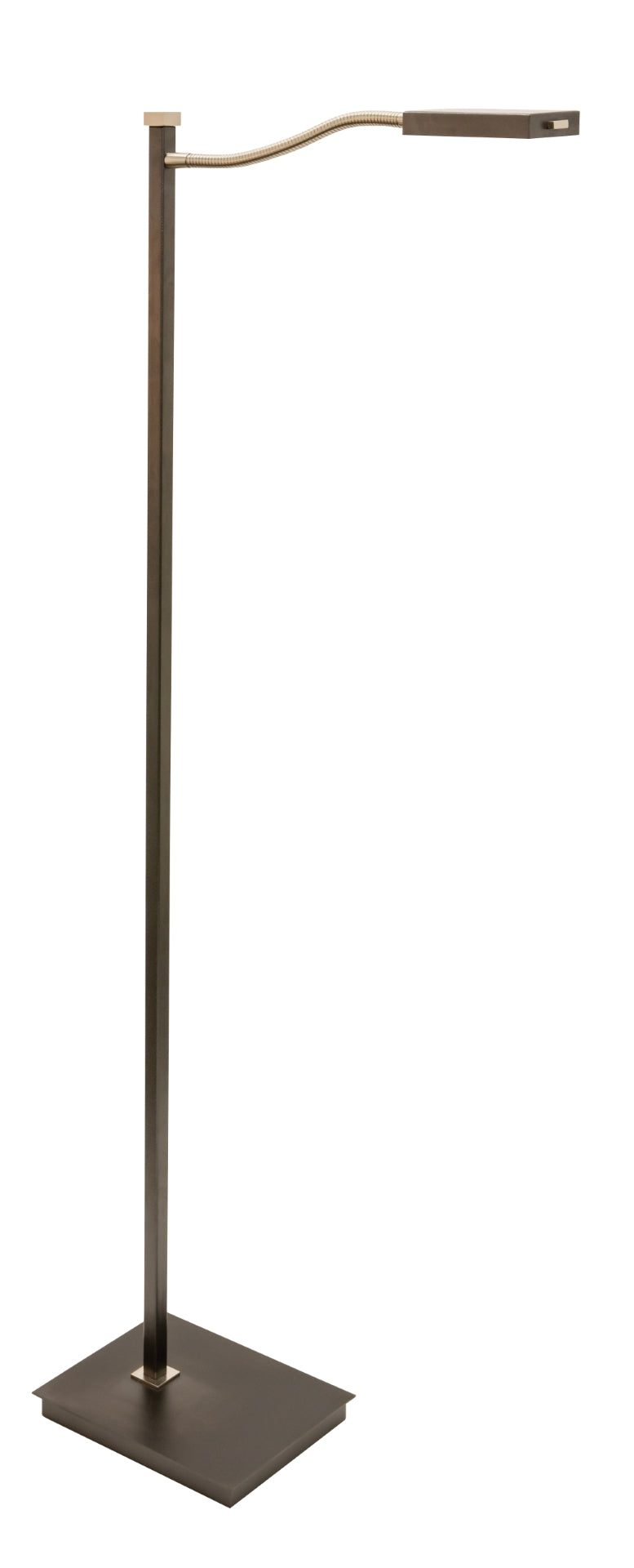 52" Lewis LED Gooseneck Floor Lamp in Black with Satin Nickel