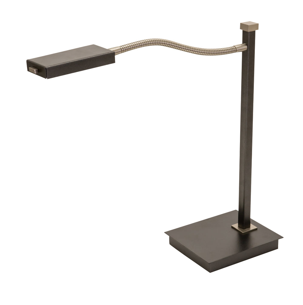 17.5" Lewis LED Gooseneck Table Lamp in Black with Satin Nickel