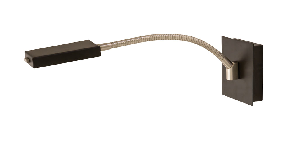 Lewis LED Gooseneck Wall Lamp in Black with Satin Nickel