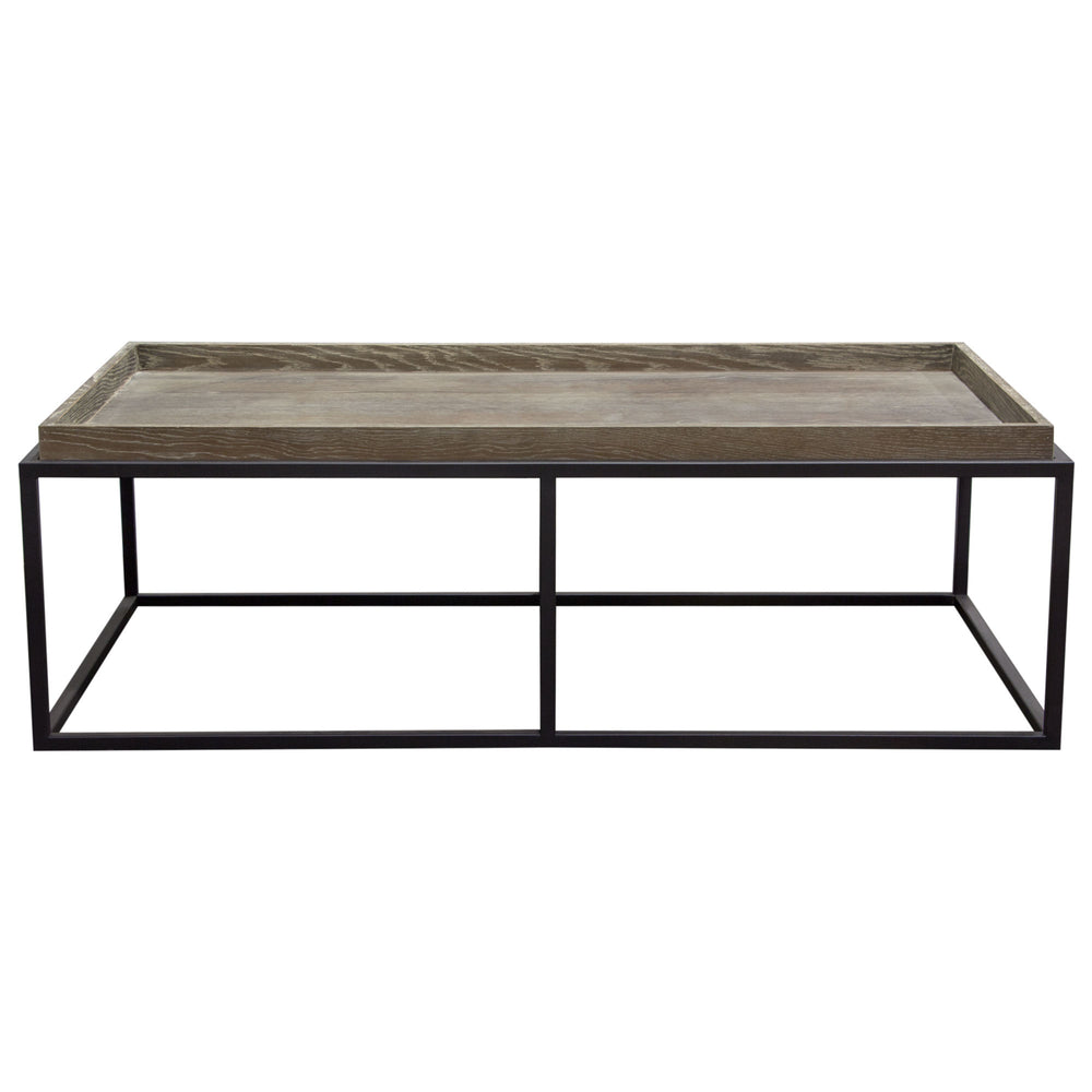 Lex Rectangle Cocktail Table in Rustic Oak Veneer Finish Top w/ Black Powder Coated Metal Base by Diamond Sofa