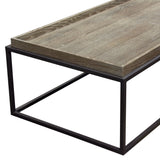 Lex Rectangle Cocktail Table in Rustic Oak Veneer Finish Top w/ Black Powder Coated Metal Base by Diamond Sofa