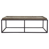 Lex Rectangle Cocktail Table in Rustic Oak Veneer Finish Top w/ Black Powder Coated Metal Base by Diamond Sofa