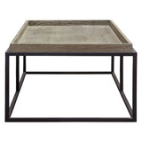 Lex Rectangle Cocktail Table in Rustic Oak Veneer Finish Top w/ Black Powder Coated Metal Base by Diamond Sofa