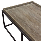 Lex Rectangle Cocktail Table in Rustic Oak Veneer Finish Top w/ Black Powder Coated Metal Base by Diamond Sofa