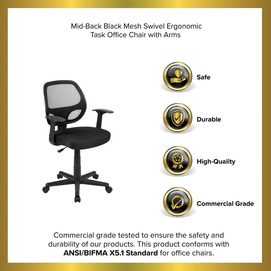 English Elm EE2096 Contemporary Commercial Grade Mesh Task Office Chair Black EEV-14893