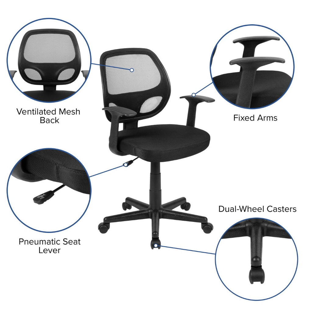 English Elm EE2096 Contemporary Commercial Grade Mesh Task Office Chair Black EEV-14893