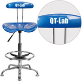 English Elm EE2103 Contemporary Plastic Tractor Drafting Stool Bright Blue EEV-14961
