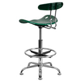 English Elm EE2102 Contemporary Plastic Tractor Drafting Stool Green EEV-14950