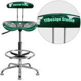 English Elm EE2103 Contemporary Plastic Tractor Drafting Stool Green EEV-14964