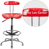 English Elm EE2103 Contemporary Plastic Tractor Drafting Stool Red EEV-14967