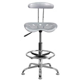 English Elm EE2102 Contemporary Plastic Tractor Drafting Stool Silver EEV-14954