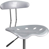 English Elm EE2102 Contemporary Plastic Tractor Drafting Stool Silver EEV-14954